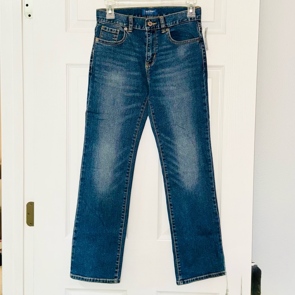 Old Navy Boys Flex Straight Jeans Medium Wash 26” Inseam NWT